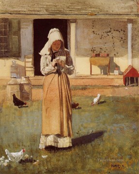  Chicken Painting - The Sick Chicken Realism painter Winslow Homer